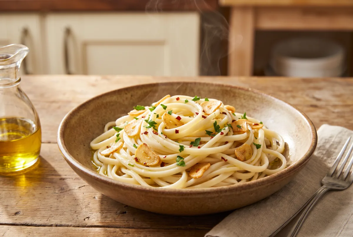 Macarrão de pupunha ao alho e óleo
